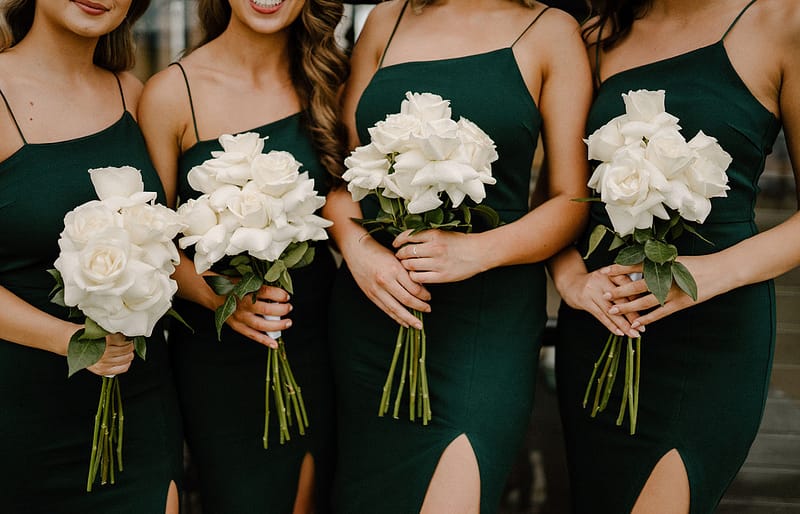 bridesmaids dresses with flowers