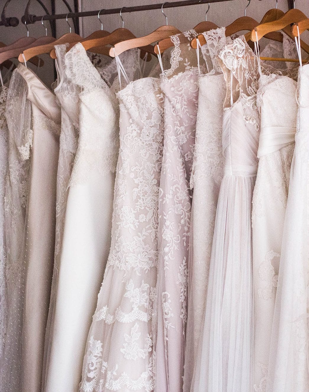 Wedding dresses on rack